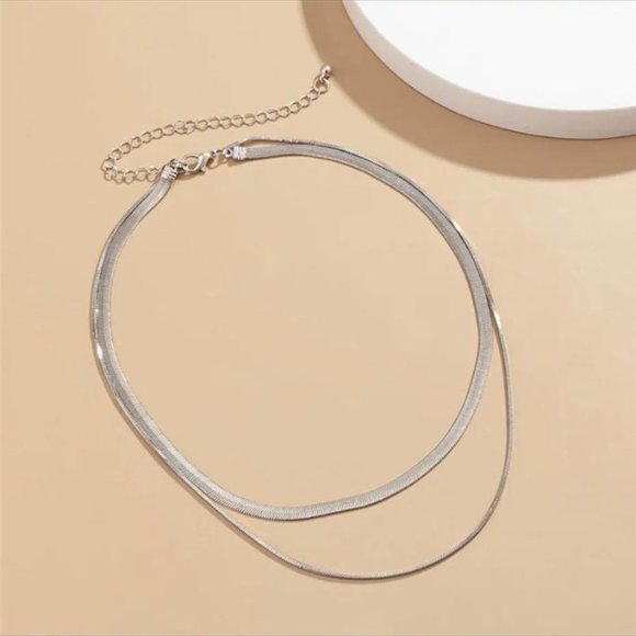 Boho silver plated double layer necklace - Picture 3 of 4